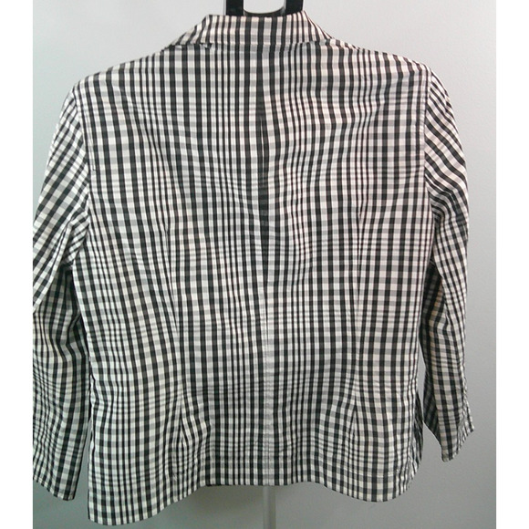 Jones New York Black and White Checkered Button-Down Blazer Jacket Women's 14 - Picture 4 of 7
